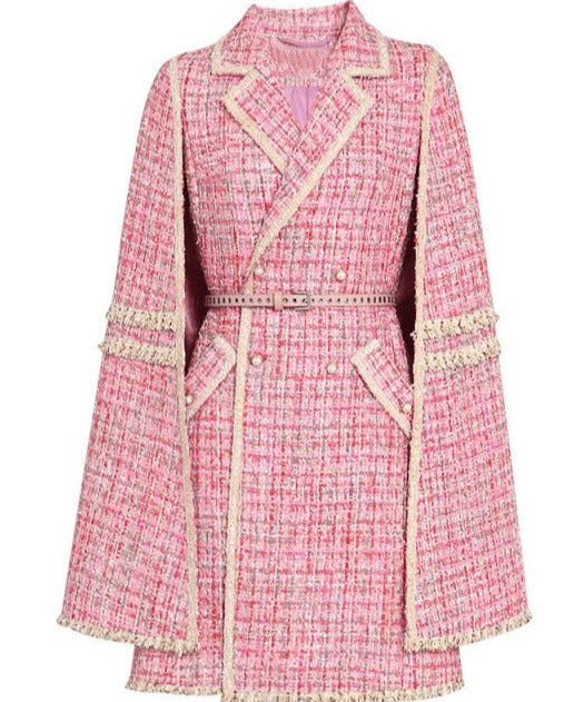 Eva Pink Cape Tweed Coat