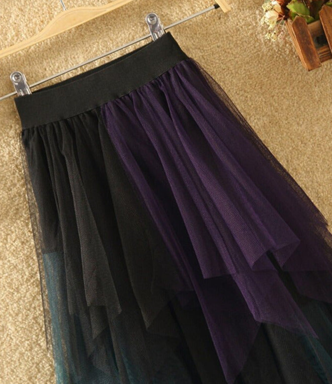 Milena Pleated Skirt&Irregular Contrast Color