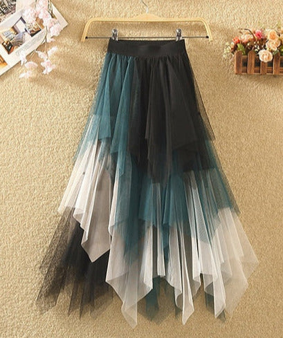 Milena Pleated Skirt&Irregular Contrast Color