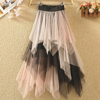 Milena Pleated Skirt&Irregular Contrast Color