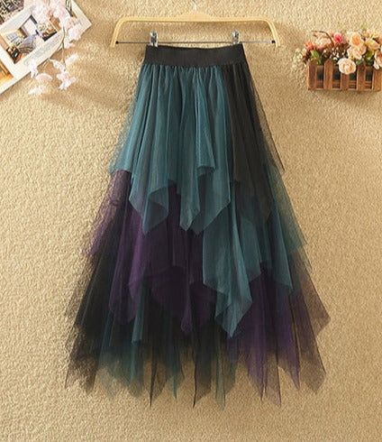 Milena Pleated Skirt&Irregular Contrast Color