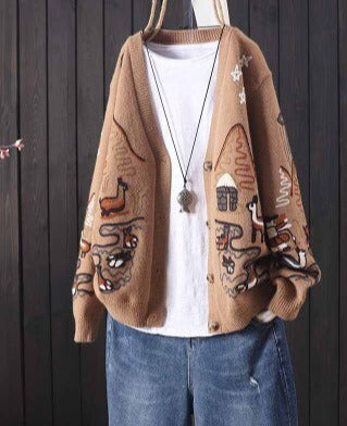 Embroidery knitted Cardigan