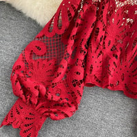 VINTAGE CROP RED BLOUSE