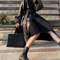 Caroline Leather Trench Coat&Loose fit