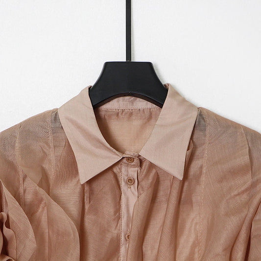 Nizza Elegant Patchwork Ruffle Blouse