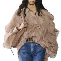 Nizza Elegant Patchwork Ruffle Blouse