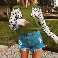 Leopard Pattern Knitted Sweater