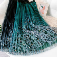 Lina Pleated Skirt &Leapard Print