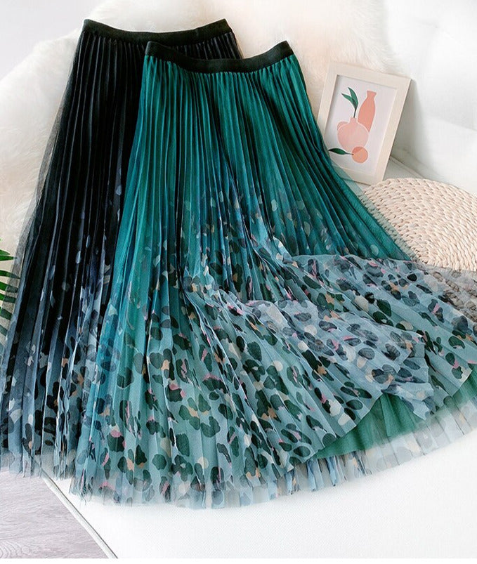 Lina Pleated Skirt &Leapard Print