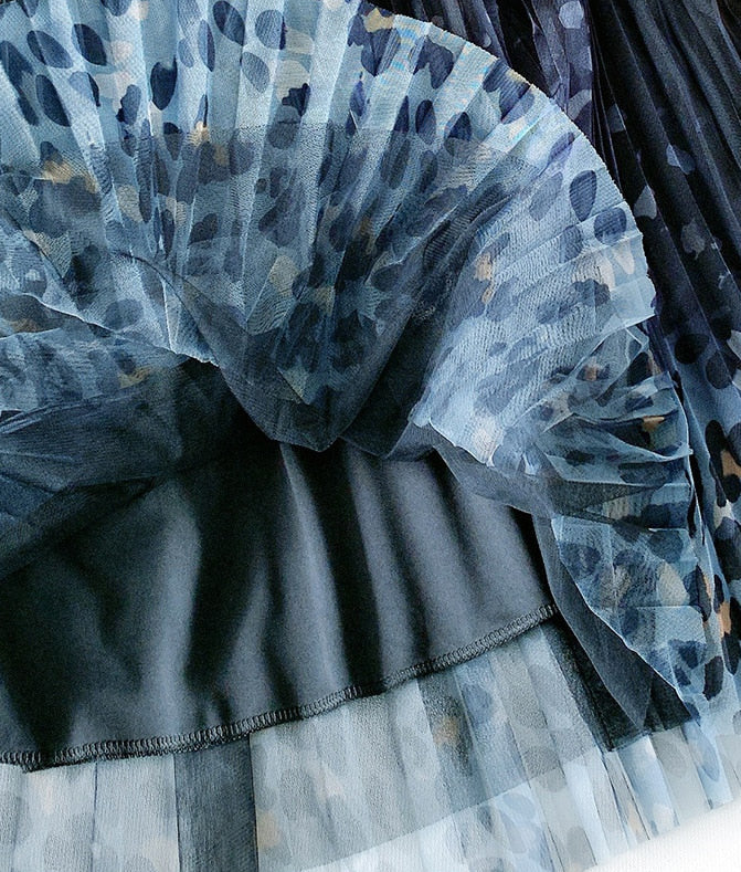 Lina Pleated Skirt &Leapard Print