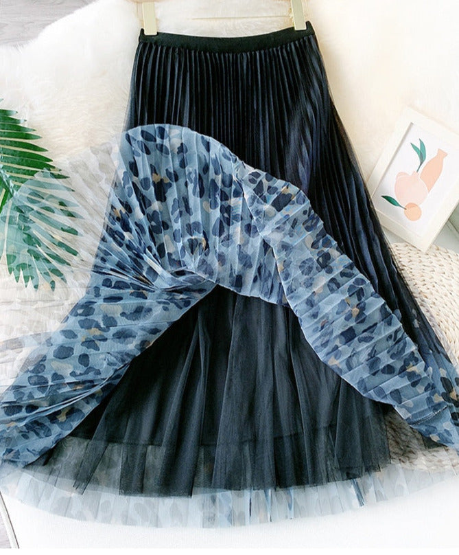 Lina Pleated Skirt &Leapard Print