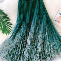 Lina Pleated Skirt &Leapard Print