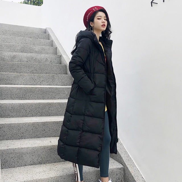 Hot Sale Winter Women Jacket X-long Parkas Hooded Cotton Padded Female Coat High Quality Warm Outwear Womens Parka Winter Coat