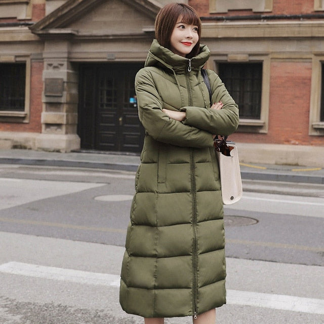 Hot Sale Winter Women Jacket X-long Parkas Hooded Cotton Padded Female Coat High Quality Warm Outwear Womens Parka Winter Coat