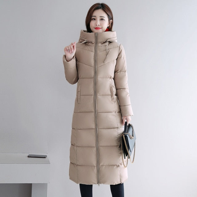 Hot Sale Winter Women Jacket X-long Parkas Hooded Cotton Padded Female Coat High Quality Warm Outwear Womens Parka Winter Coat