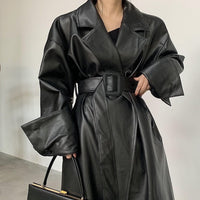 Caroline Leather Trench Coat&Loose fit