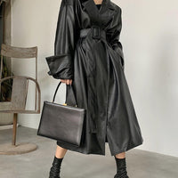 Caroline Leather Trench Coat&Loose fit