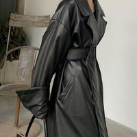 Caroline Leather Trench Coat&Loose fit