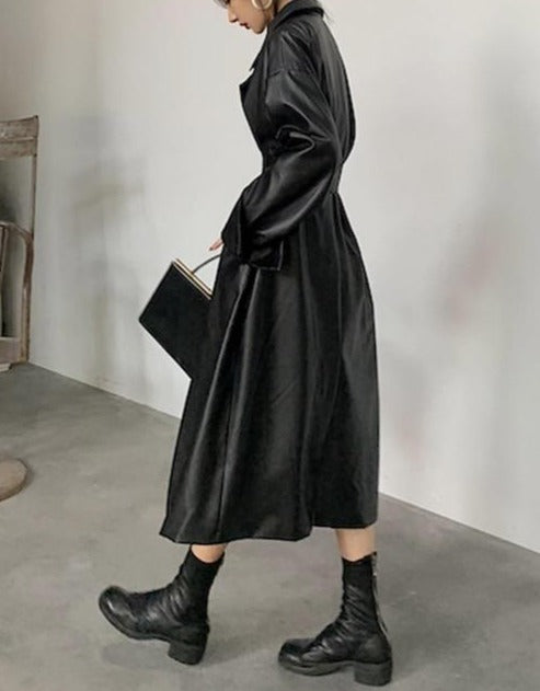 Caroline Leather Trench Coat&Loose fit