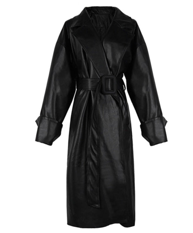 Caroline Leather Trench Coat&Loose fit
