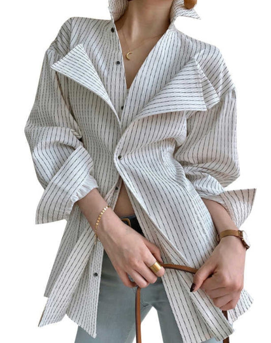 Brenda Patchwork Ruffle Shirt