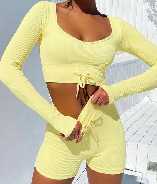 Linda 2 Pieces Set Crop Top&Shorts