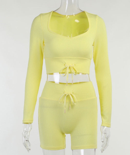 Linda 2 Pieces Set Crop Top&Shorts