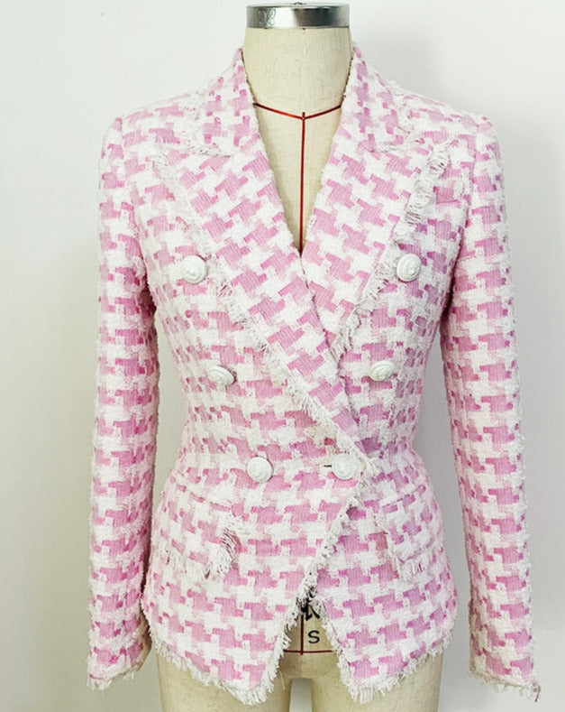 Houndstooth Blends Tweed Blazer