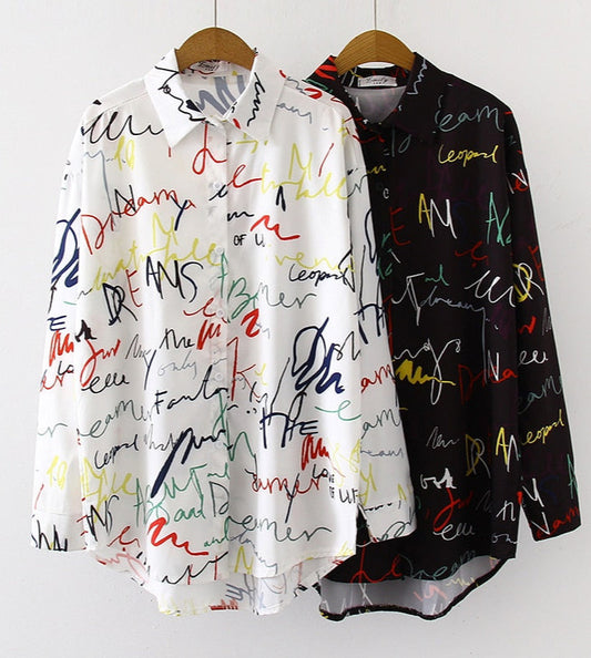 Graffiti letter print Blouse