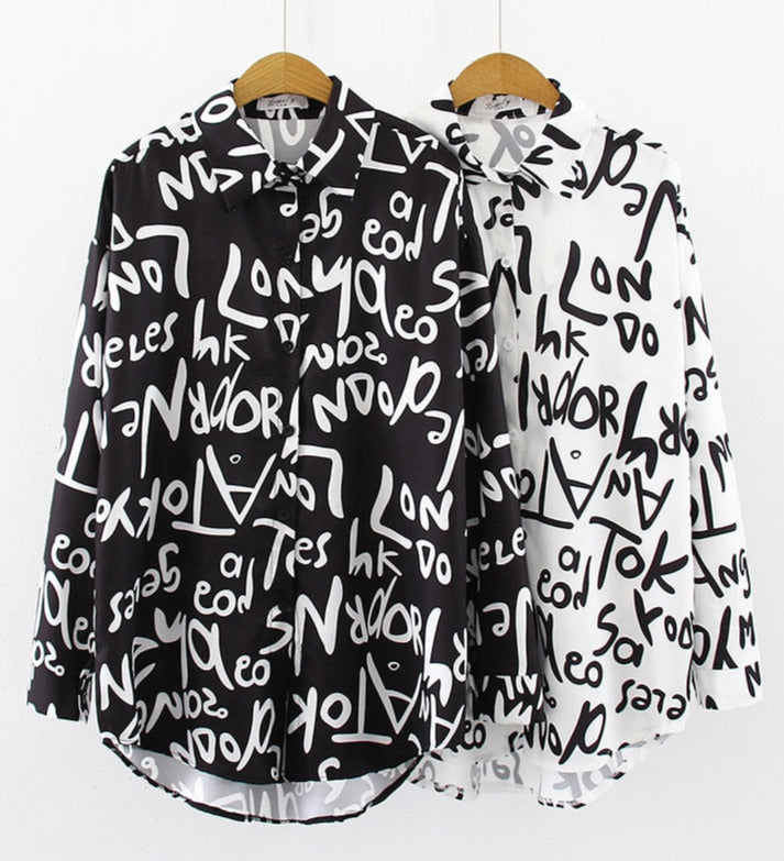 Graffiti letter print Blouse