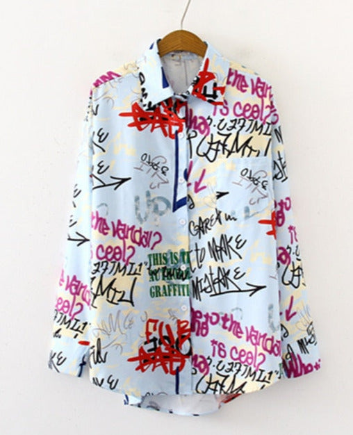 Graffiti letter print Blouse