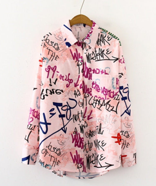 Graffiti letter print Blouse