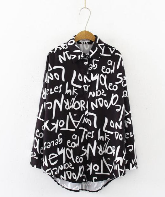 Graffiti letter print Blouse