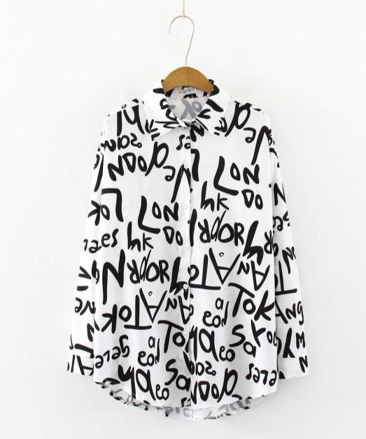 Graffiti letter print Blouse