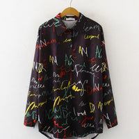 Graffiti letter print Blouse