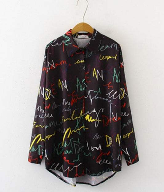 Graffiti letter print Blouse