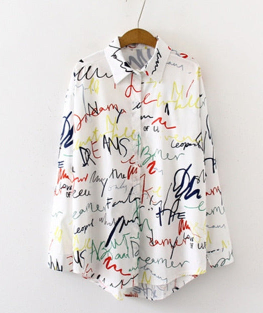 Graffiti letter print Blouse