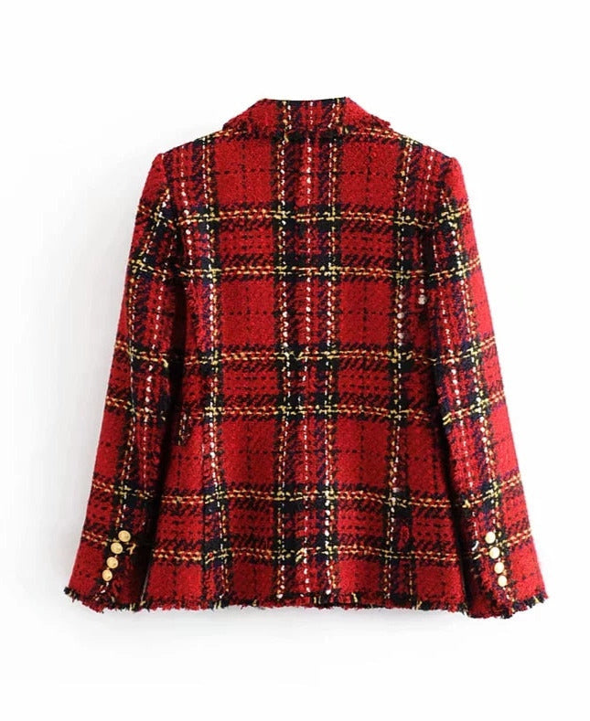 Red Stile Plaid Blazer