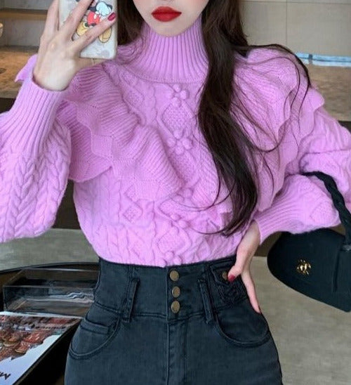 Amely Ruffled Floral Knitted Sweater