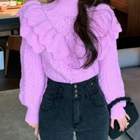 Amely Ruffled Floral Knitted Sweater