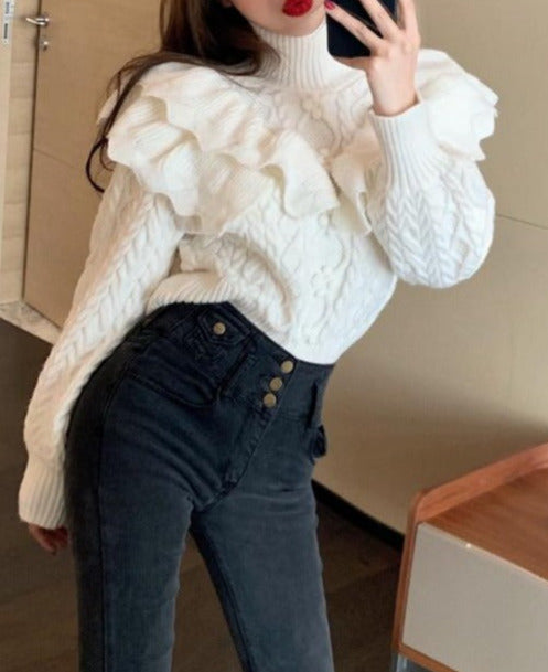 Amely Ruffled Floral Knitted Sweater