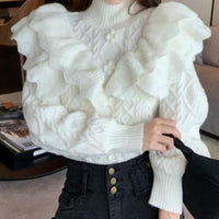 Amely Ruffled Floral Knitted Sweater