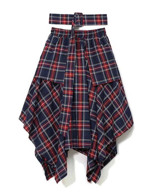 Mia Plaid  Loose Big Hem Skirt