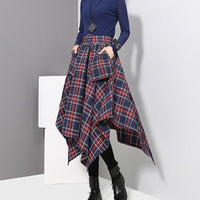 Mia Plaid  Loose Big Hem Skirt