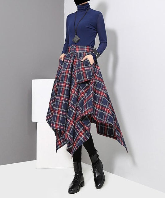 Mia Plaid  Loose Big Hem Skirt