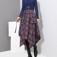 Mia Plaid  Loose Big Hem Skirt