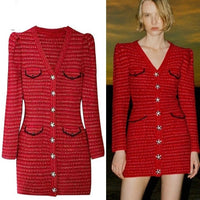 Red Knitted Midi Luxury Dress