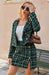 Elegant plaid lapel blazer&mini skirt suit
