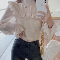 Ella Mesh Stitching Frill Sweater