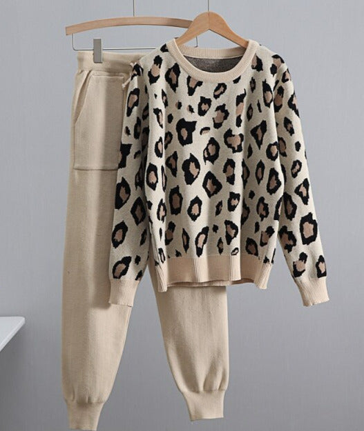 Zena Leopard Knitted Sets&Suit